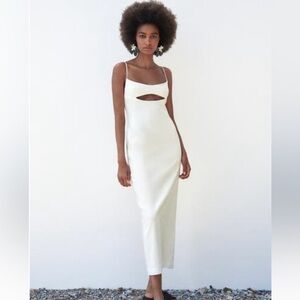 NWT Zara linen cutout midi dress